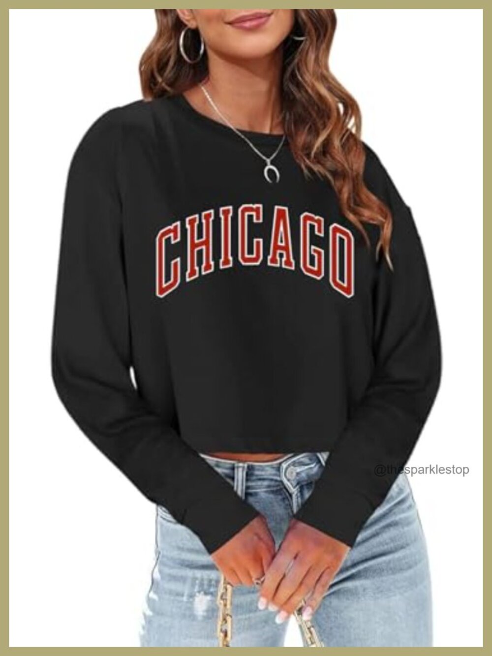 Womens Graphic Sweatshirt Long Sleeve Crewneck Loose Cropped Pullover Top